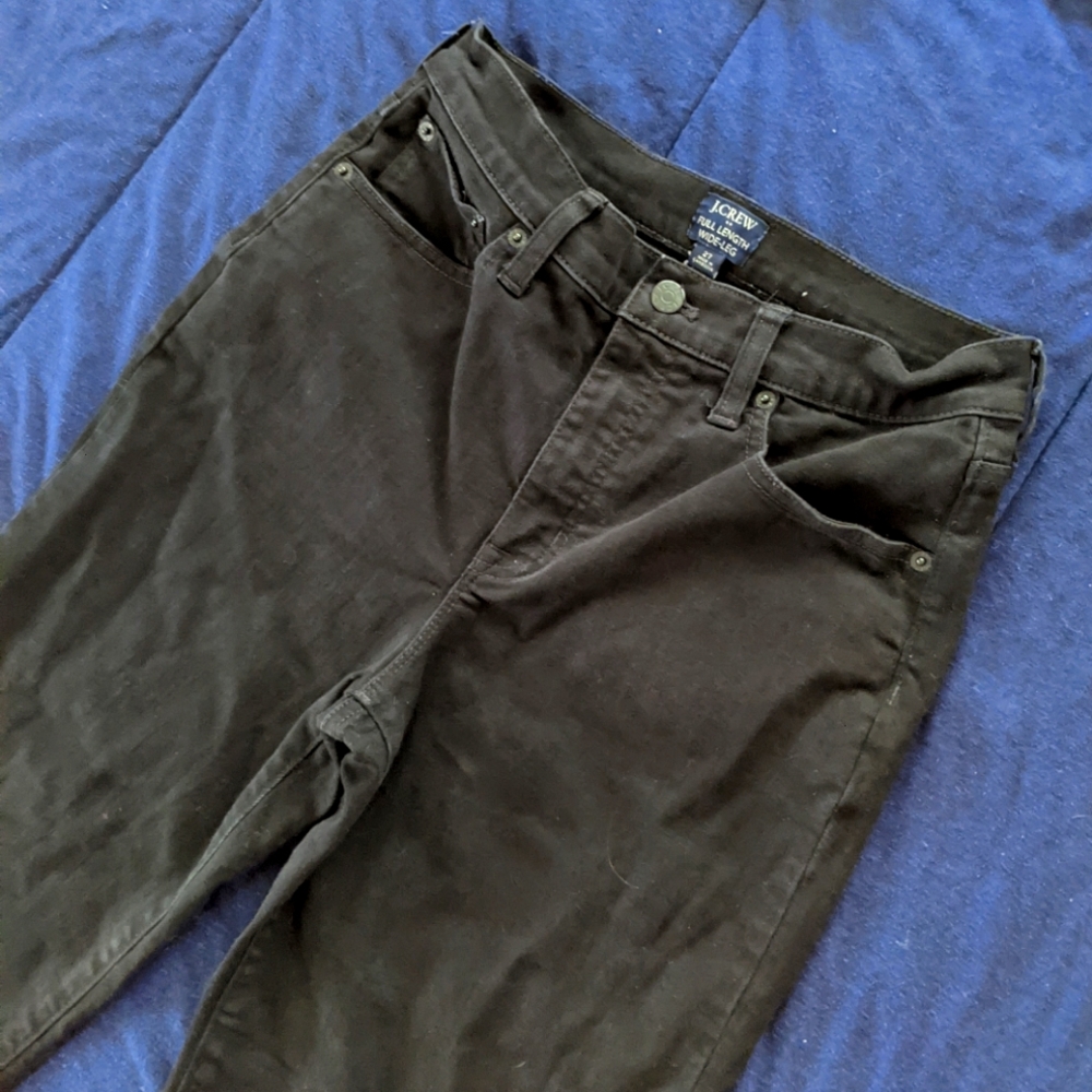 J Crew Factory Full Length Wide Leg Black Denim